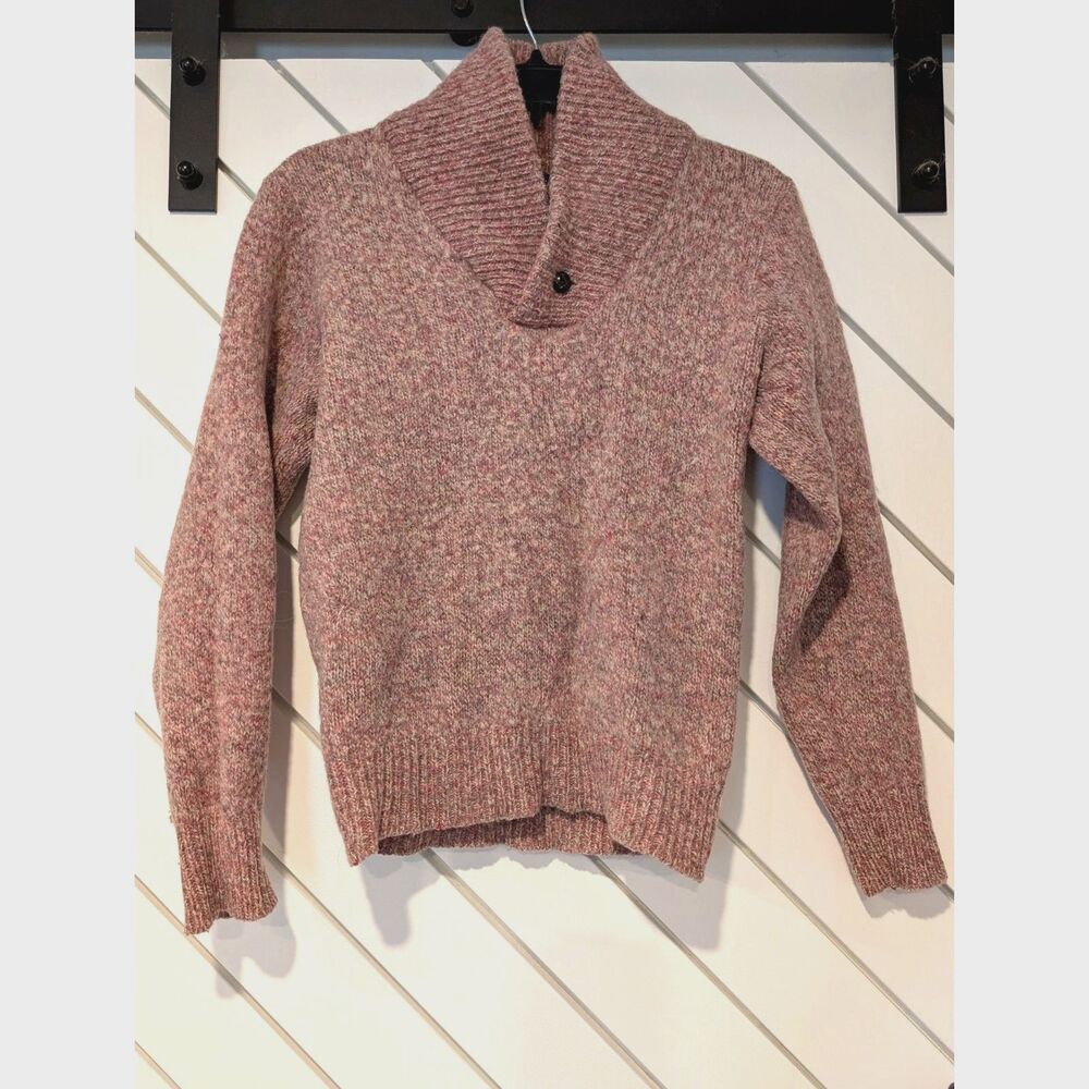 Marled Shawl Collar Pullover Wool Sweater Size Medium